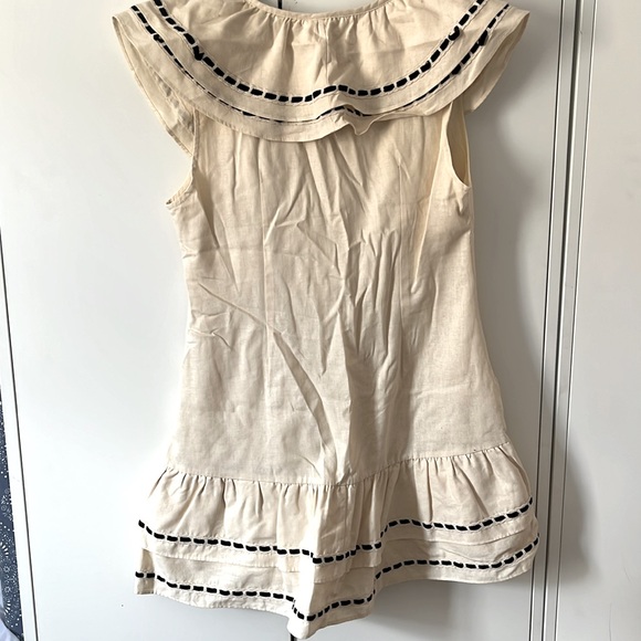 Cream Ruffled A-line Mini Dress - Picture 6 of 6